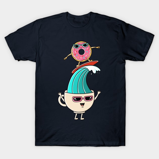 Coffee and donuts beach T-Shirt by coffeeman